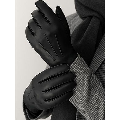 Men`s Premium Lamb Leather Touchscreen Gloves "CARL" Cashmere Lining