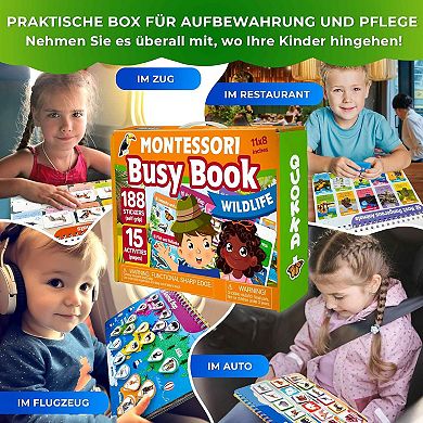 QUOKKA Montessori Busy Book for Toddlers 3-5 Years with 15 Interactive Pages