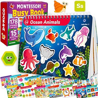 QUOKKA Montessori Busy Book for Toddlers 3-5 Years with 15 Interactive Pages