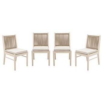 Cascade Outdoor Acacia Wood Dining Chairs With Cushions (Set of 4) by Christopher Knight Home