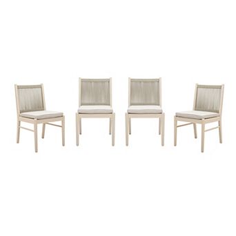 Cascade Outdoor Acacia Wood Dining Chairs With Cushions (Set of 4) by Christopher Knight Home