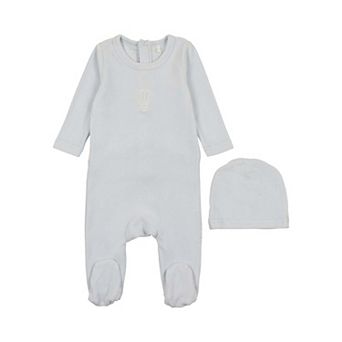 Velour Embroidered Footie - Baby Boys