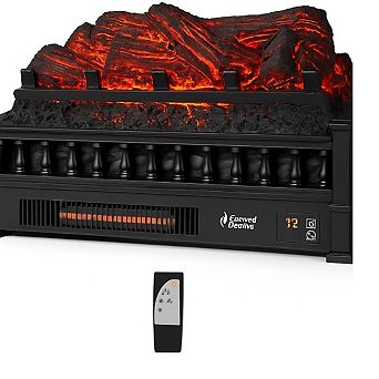 Fancihabor 23 in Infrared Electric Fireplace Log Set Insert Quartz Heater Remote 1500W Black