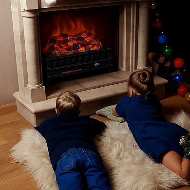 Fancihabor 23-in Infrared Electric Fireplace Log Set Insert Quartz Heater Remote 1500W Black