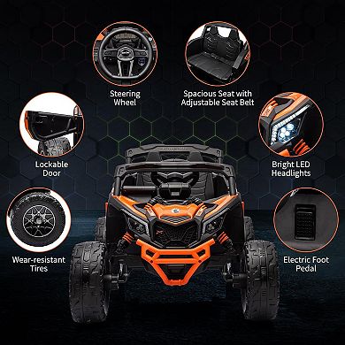 12V Licensed Can-Am Kids Ride On UTV, Electric Off-Road Car w/Remote, LED Lights, Music