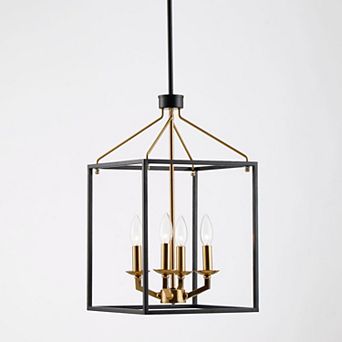 Parrot Unlce 12" Black Gold 4-Light Foyer Pendant Chandelier Fixture