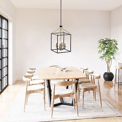 Parrot Unlce 12" Black Gold 4-Light Foyer Pendant Chandelier Fixture