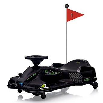 24V Kids Electric Drift Go Kart, Ride On Car w/Variable Speed up to 7.5MPH, Music, LED Lights