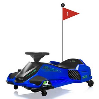 24V Kids Electric Drift Go Kart, Ride On Car w/Variable Speed up to 7.5MPH, Music, LED Lights