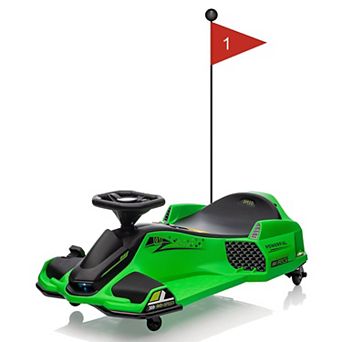 24V Kids Electric Drift Go Kart, Ride On Car w/Variable Speed up to 7.5MPH, Music, LED Lights