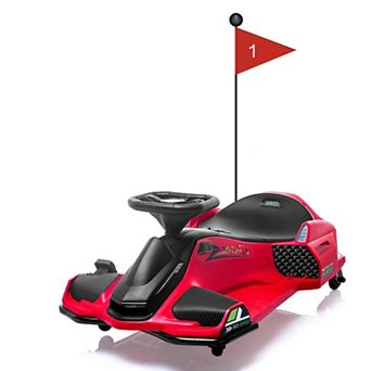 24V Kids Electric Drift Go Kart, Ride On Car w/Variable Speed up to 7.5MPH, Music, LED Lights