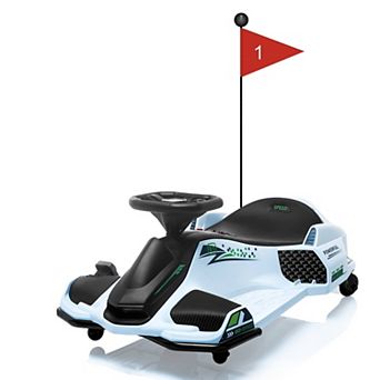 24V Kids Electric Drift Go Kart, Ride On Car w/Variable Speed up to 7.5MPH, Music, LED Lights