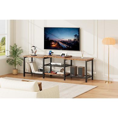 67" TV Stand with LED Lights & Power Outlets, Media Console for 55-75 inch TVs