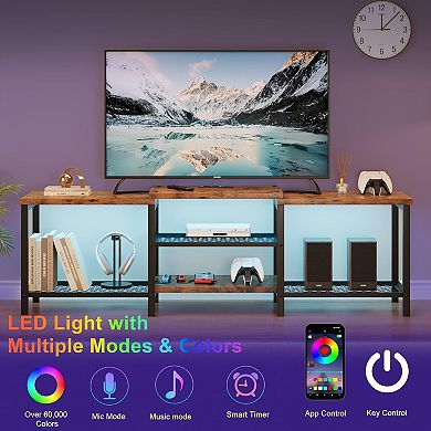 67" TV Stand with LED Lights & Power Outlets, Media Console for 55-75 inch TVs