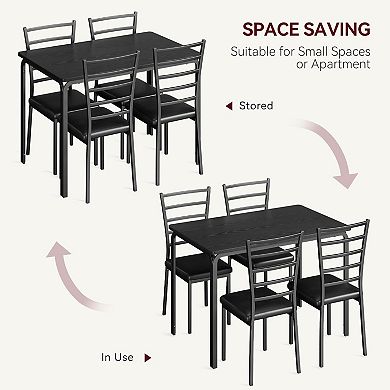 Modern 5-Piece Dining Set: Table & 4 Metal Chairs for Contemporary Spaces