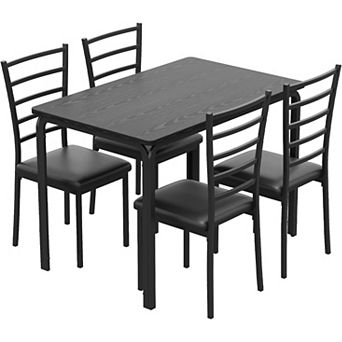 Modern 5 pc Dining Set: Table & 4 Metal Chairs for Contemporary Spaces