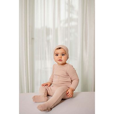 Ribbed Pocket Footie - Baby Girls
