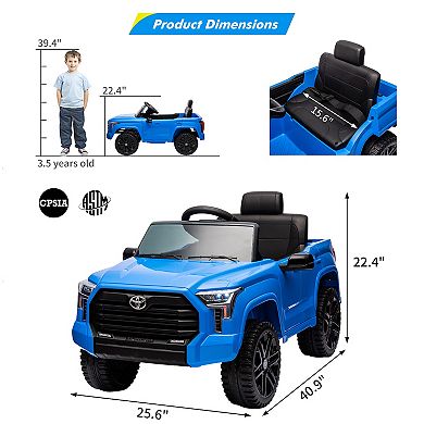 12V Licensed Toyota Tundra Kids Ride On Truck, Electric Car w/Remote, LED Lights, 3 Speeds