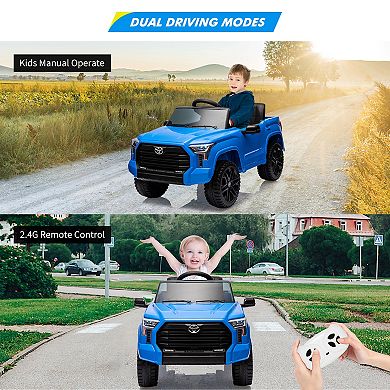12V Licensed Toyota Tundra Kids Ride On Truck, Electric Car w/Remote, LED Lights, 3 Speeds