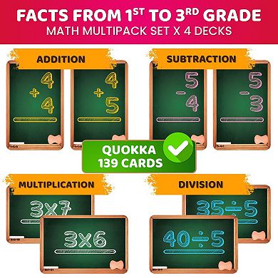 QUOKKA Math Flash Cards Set for Ages 48 Addition, Subtraction, Multiplication & Division
