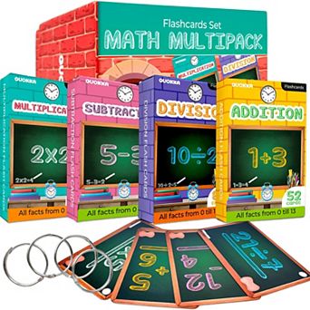 QUOKKA Math Flash Cards Set for Kids Ages 4-8 Addition & Subtraction & Multiplication