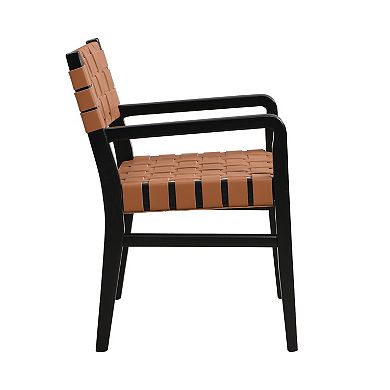 Prosen PU Leather Rubberwood Dining Chairs With Arms (Set of 2) by Christopher Knight Home