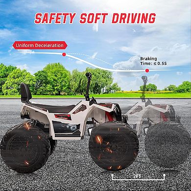 24V 2-Seater Kids ATV, Electric Ride On Quad Car w/4 Motors, 4WD, Metal Suspension, Lights