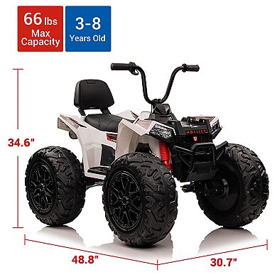 24V 2-Seater Kids ATV, Electric Ride On Quad Car w/4 Motors, 4WD, Metal Suspension, Lights