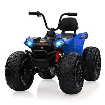 24V 2-Seater Kids ATV, Electric Ride On Quad Car w/4 Motors, 4WD, Metal Suspension, Lights