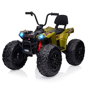 24V 2-Seater Kids ATV, Electric Ride On Quad Car w/4 Motors, 4WD, Metal Suspension, Lights