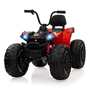 24V 2-Seater Kids ATV, Electric Ride On Quad Car w/4 Motors, 4WD, Metal Suspension, Lights