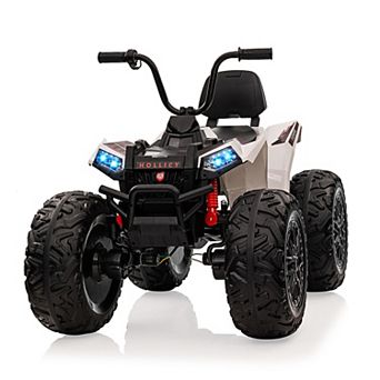 24V 2-Seater Kids ATV, Electric Ride On Quad Car w/4 Motors, 4WD, Metal Suspension, Lights