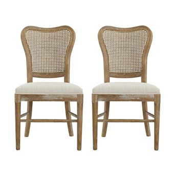 Reno Rubberwood Dining Chairs with Rattan Backrest (Set of 2) by Christopher Knight Home