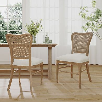Reno Rubberwood Dining Chairs with Rattan Backrest (Set of 2) by Christopher Knight Home