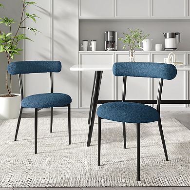 Bia Modern Iron Upholstered Dining Chairs (Set of 2) by Christopher Knight Home