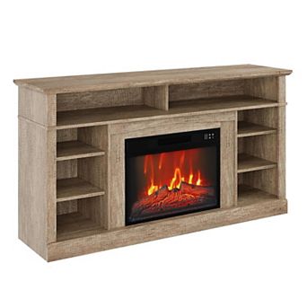 Fancihabor 58 in TV Stand with 23 in Electric Fireplace Remote LED Flames Storage White