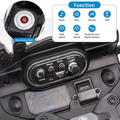 12V Licensed BMW Police Motorcycle for Kids, Ride On Bike w/High-Low Speed, LED Lights & Suspension