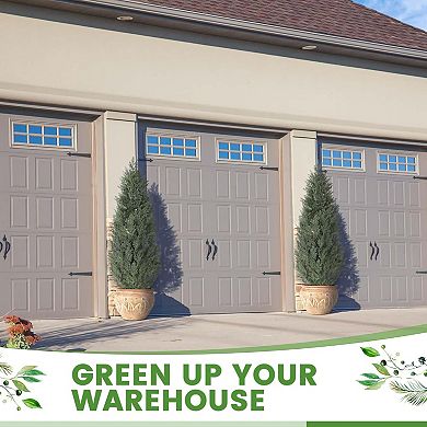 Artificial Topiary Set of 2 Trees with UV Resistant Faux Cedar and Grass for Indoor and Outdoor.