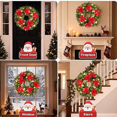 Battery-Operated LED Garland with Pine Cones & Berries for Stairway and Mantle Decor