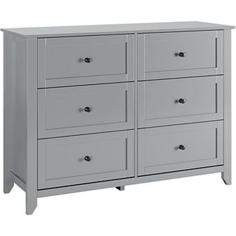 6 Drawer Wooden Dresser for Bedroom and Living Room.
