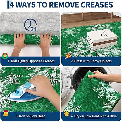 Christmas Washable, Area Rugs Non Slip Living Room Rug, Snowflake Soft Xmas Decor for Nursery Office