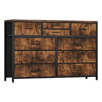 SpaceSaving Bedroom Chest of Drawers Fabric Dresser Storage Cabinet with Wood Top