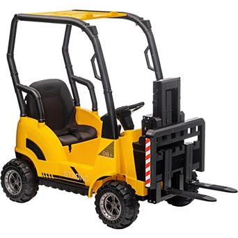 12V Kids Ride On Forklift Truck with Remote Control, Electric Construction Toy Car w/Liftable Fork
