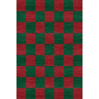 Christmas Area Rug, Christmas Plaid Rugs Office Carpet Washable Doormat Xmas Holiday Decor Non Slip