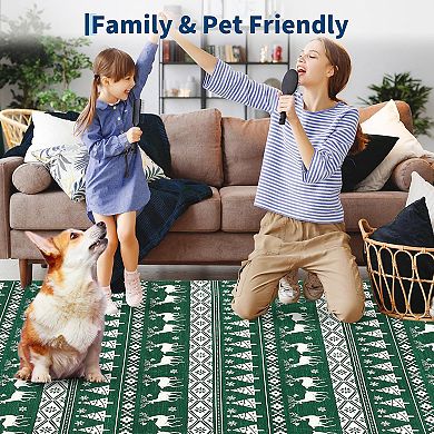 Christmas Area Rug, Washable Snowflake Carpet, Small Entryway Area Rug Non Slip Holiday Decorative