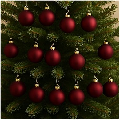 25 Pcs Flocked Christmas Ball Ornaments Set - Vintage Velvet Texture
