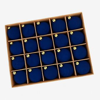 25 pc Flocked Christmas Ball Ornaments Set - Vintage Velvet Texture