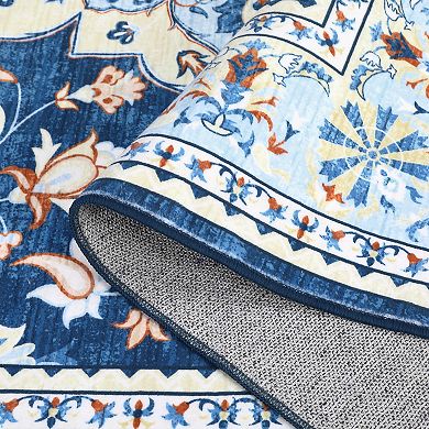 Vintage Area Rugs for Living Room,Soft Distressed Bedroom Carpet, Non-Slip Low Pile,Machine Washable