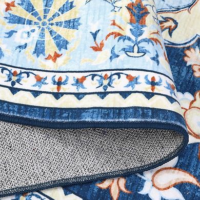 Vintage Area Rugs for Living Room,Soft Distressed Bedroom Carpet, Non-Slip Low Pile,Machine Washable