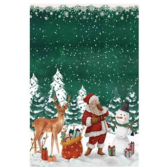 Christmas Area Rug, Machine Washable Xmas Santa Claus Rug, Non Slip Soft Bedroom Rugs Low Pile